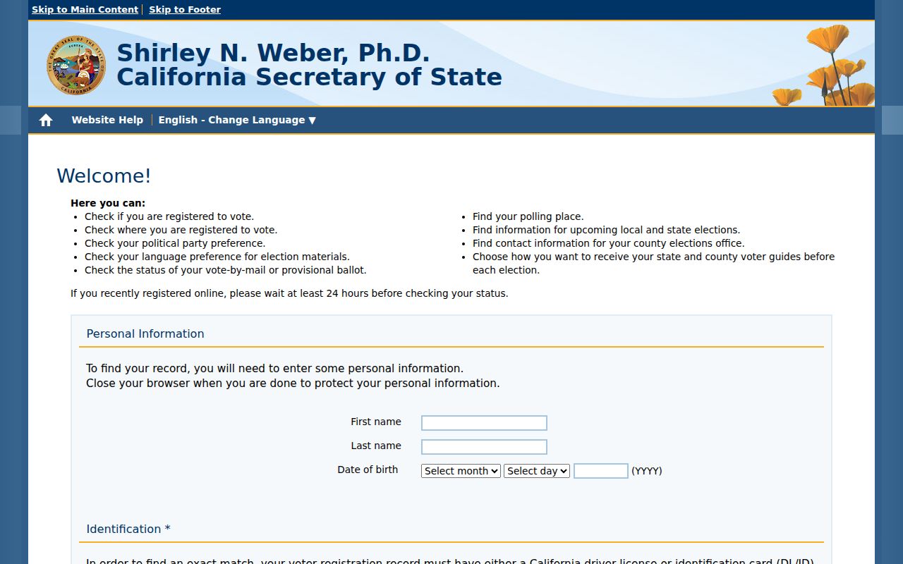 Lemoore residents directory California voter status lookup