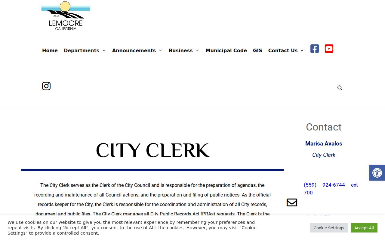 Lemoore residents directory City Clerk records and elections