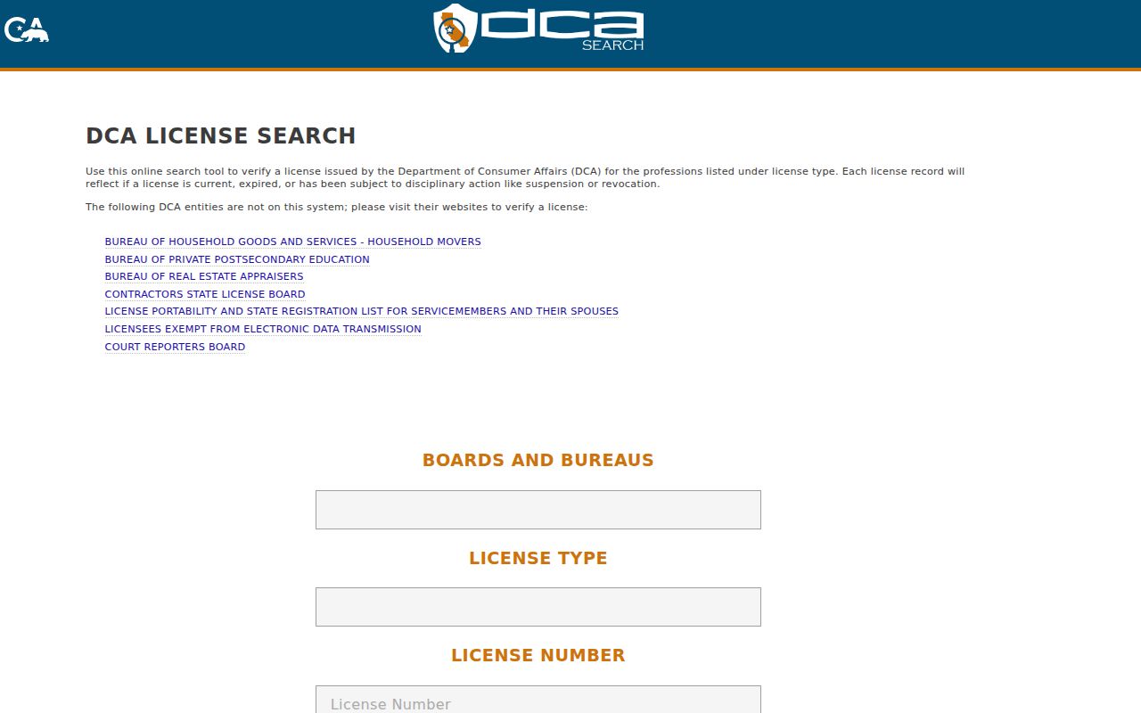 Lemoore resident lookup California public professional license search