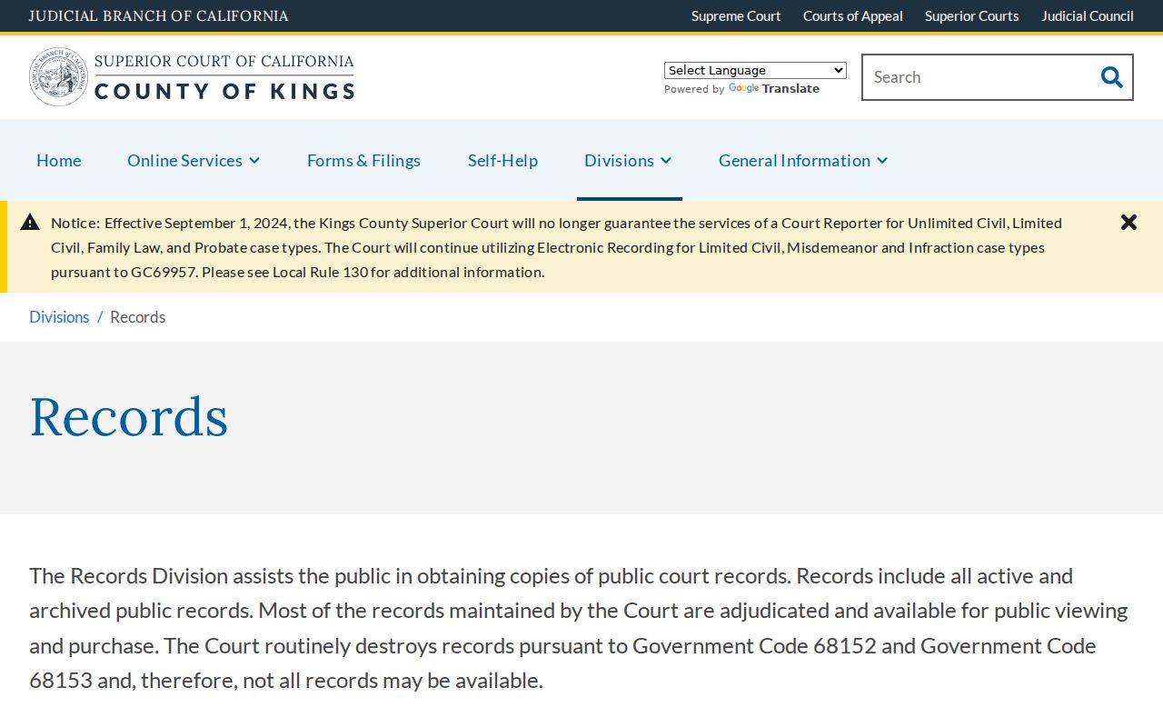 Lemoore resident lookup Kings County court records portal